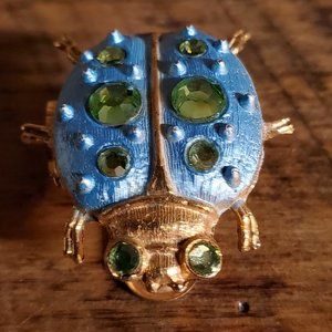 Jeweled green beetle vintage industrial paperclip